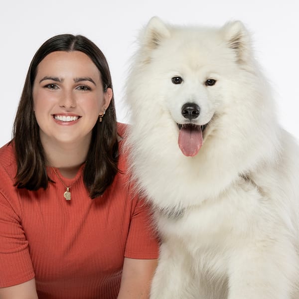 Dr. Harris with pet dog.