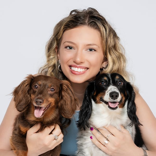 Dr. Aaronson with her two dogs.