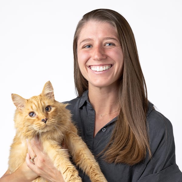 Dr. Brown with pet cat.