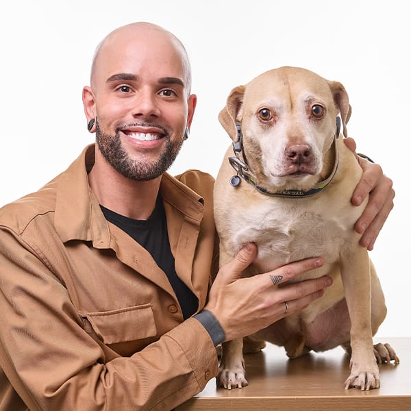 Geoff Simons with pet