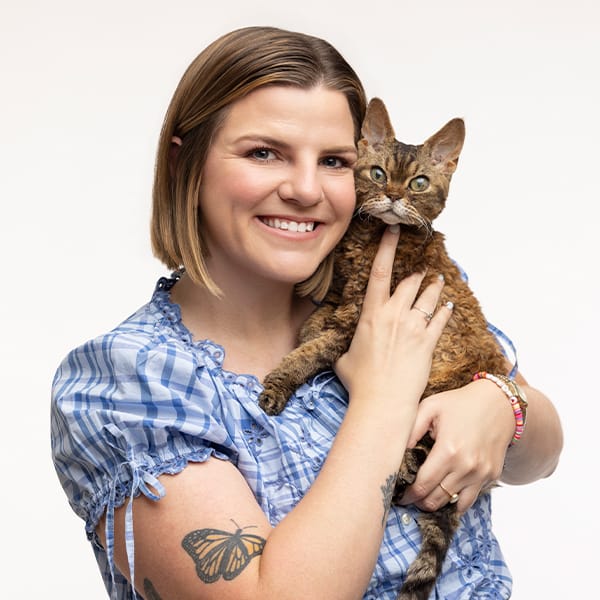 Dr. Johnson with pet cat.