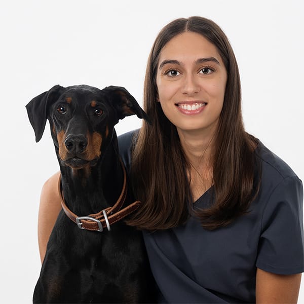 Dr. Leslie with her pet dog.